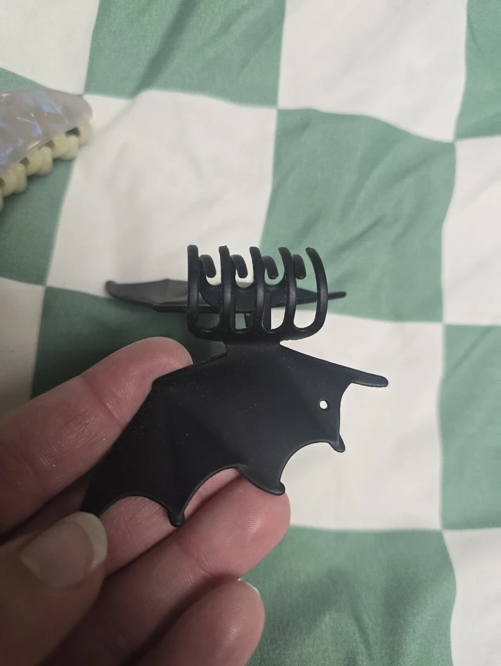 Iridescent Pearl Hair Claw & Black Bat Wing Clip Duo